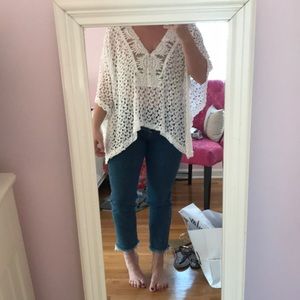 White flowy crochet top